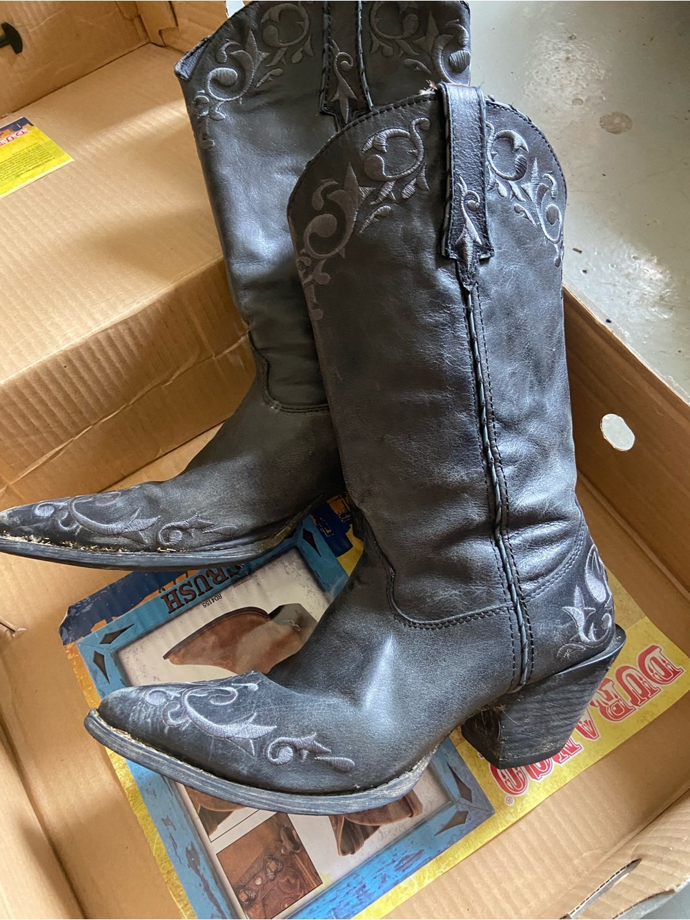 Durango Black Embroidered Western Heeled Boots